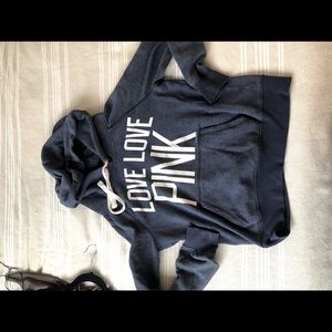 Navy Blue Pink Brand Sweatshirt